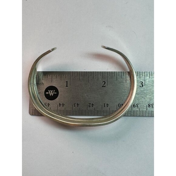 Taxco Sterling Silver Wavy Modernist Cuff Bracelet Signed Mexico, Vintage Estate - Picture 7 of 8